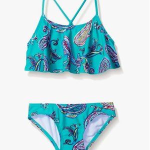 Kanu Surf Girls' Alania Flounce Bikini Beach Sport 2 Piece Swimsuit Size 14 9170